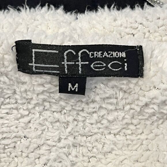 Creazioni Effeci Jacket Hoodie Black White Sherpa Lined Size Medium Winter - Picture 7 of 11